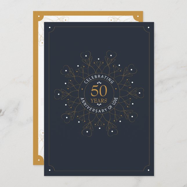 Invitación elegante para el 50 aniversario (Anverso / Reverso)