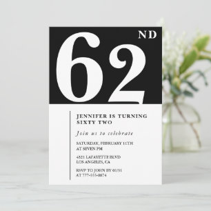 Invitación elegante para el 62 cumpleaños de mujer