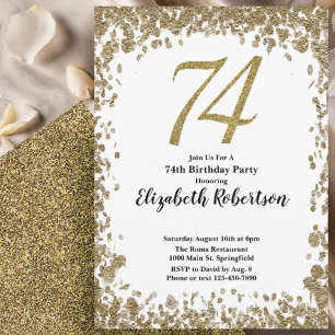 Invitación elegante para el 74 cumpleaños con lent