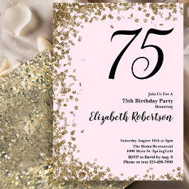 Invitación elegante para el 75 cumpleaños con lent