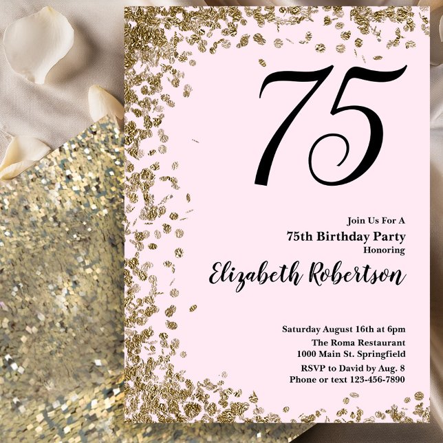 Invitación elegante para el 75 cumpleaños con lent (Subido por el creador)