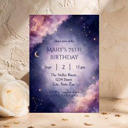 Invitación elegante para el 75 cumpleaños | Noche