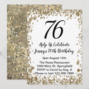 Invitación elegante para el 76 cumpleaños en negro