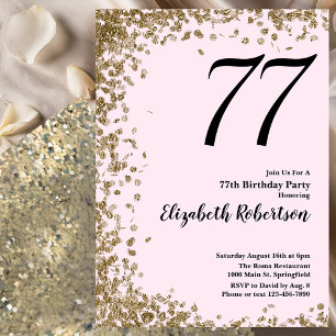 Invitación elegante para el 77 cumpleaños con lent