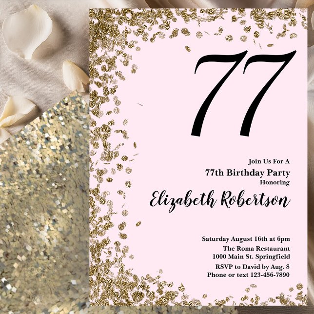 Invitación elegante para el 77 cumpleaños con lent (Subido por el creador)