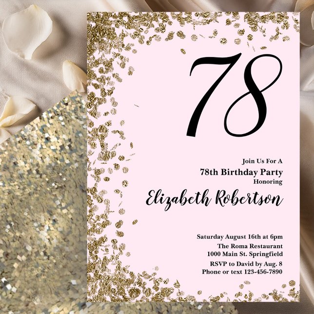 Invitación elegante para el 78 cumpleaños con lent (Subido por el creador)