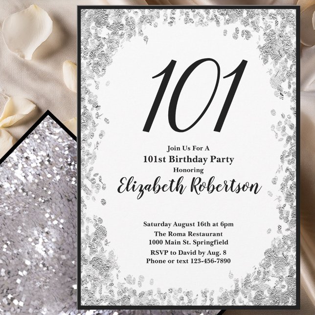 Invitación elegante para el cumpleaños 101 en plat (Subido por el creador)