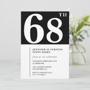 Invitación elegante para el cumpleaños 68 de mujer
