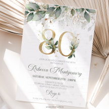 invitación elegante para el cumpleaños 80