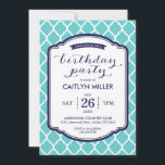 Invitación elegante para fiesta de cumpleaños marr<br><div class="desc">Diseño de invitación a fiesta de cumpleaños moderno y lindo para chicas con un fondo de patrón de celosía marroquí preppy chic y fuente de escritura caligráfica elegante. Agrega los detalles de la fiesta de cumpleaños de la niña en nuestra plantilla de invitación totalmente personalizable. ¡Perfecto para una fiesta de...</div>