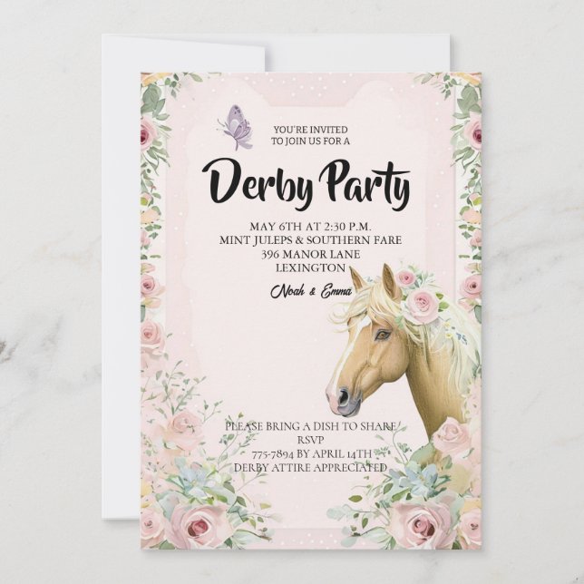 Invitación elegante para fiesta de Derby con acent (Anverso)