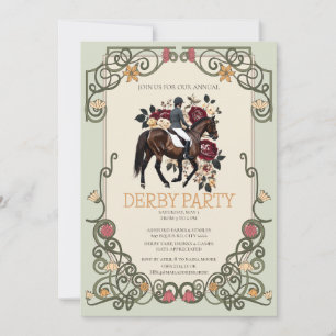 Invitación elegante para fiesta de Derby con flore