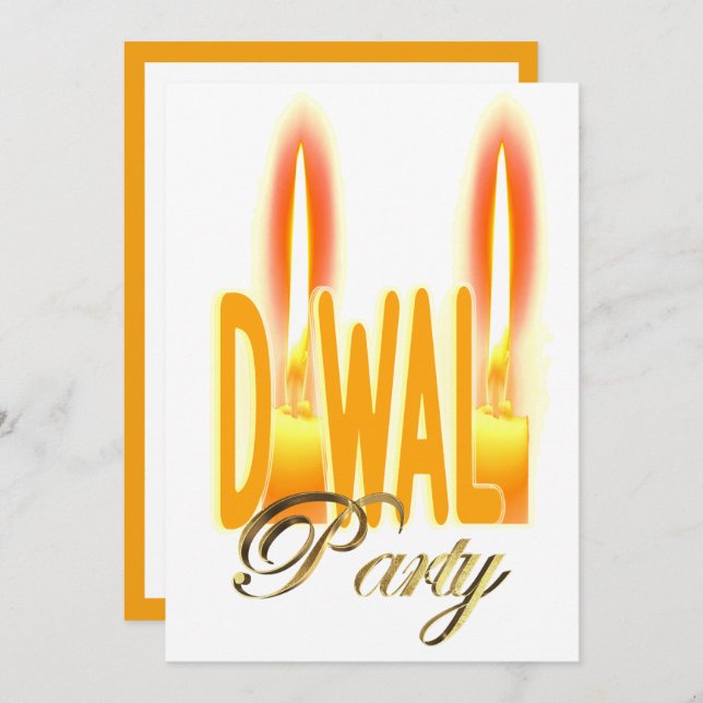 Invitación elegante para fiesta de Diwali (Anverso / Reverso)