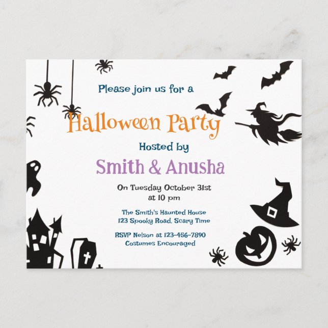 Invitación elegante para fiesta de Halloween - Tar (Anverso)