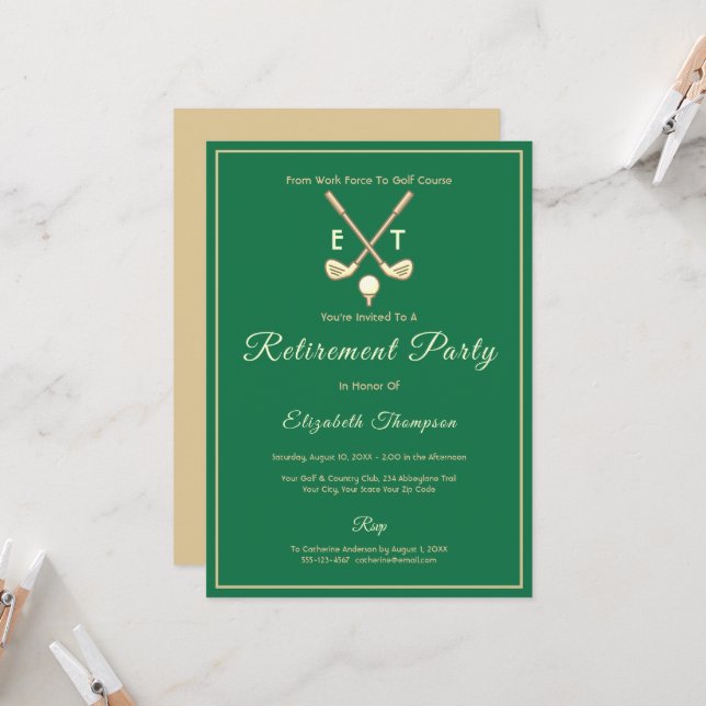 Invitación elegante para fiesta de jubilación con  (Anverso/Reverso In Situ)