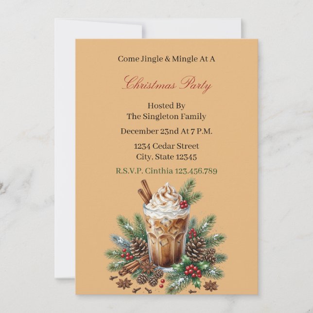 Invitación elegante para fiesta de Navidad (Anverso)