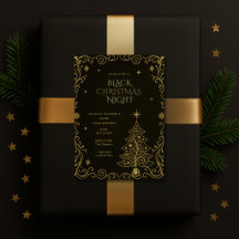 Invitación elegante para fiesta de Nochebuena negr