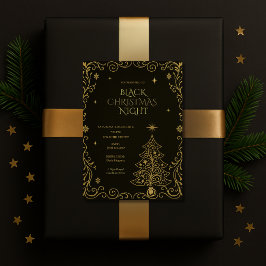 Invitación elegante para fiesta de Nochebuena negr