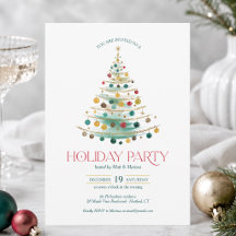 Invitación elegante para fiesta navideña con árbol