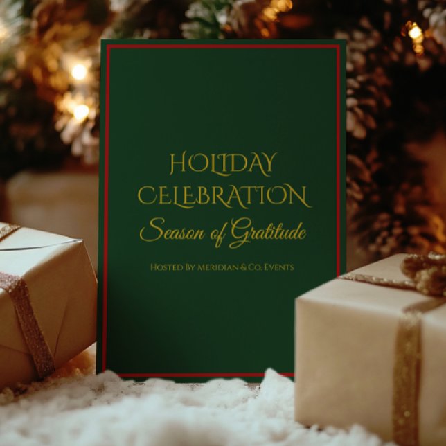 Invitación elegante para fiesta navideña de empres (Elegant gold foil Christmas invitation — Holiday Luxe Collection corporate holiday design.)