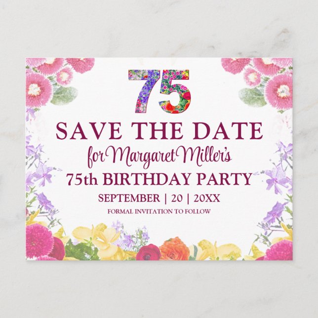 Invitación elegante para guardar la fecha del 75 c (Anverso)