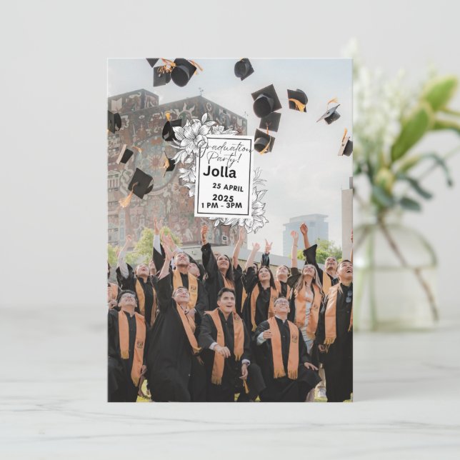 Invitación elegante para la celebración de graduac (Anverso de pie)