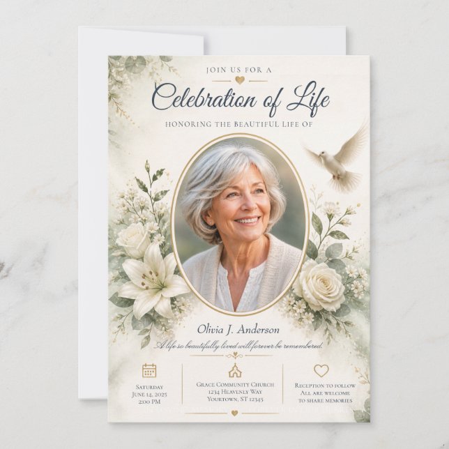 Invitación elegante para la celebración de la vida (Anverso)