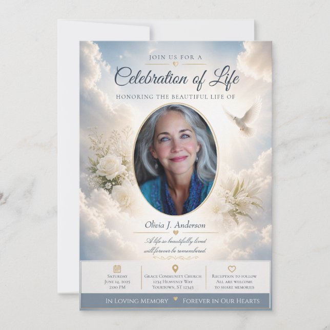 Invitación elegante para la celebración de la vida (Anverso)