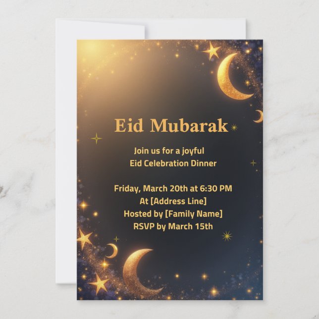 Invitación elegante para la celebración del Eid (Anverso)