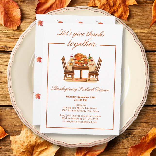 Invitación elegante para la cena de Acción de Grac (Subido por el creador)