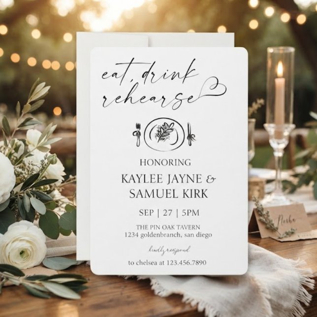 Invitación elegante para la cena de ensayo (Subido por el creador)