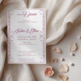 Invitación elegante para la cena de ensayo – Rosa 