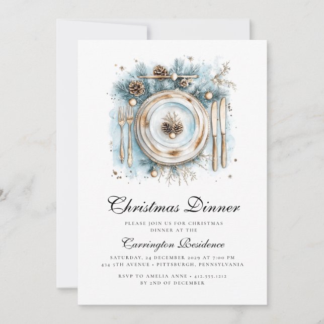 Invitación elegante para la cena de Navidad (Anverso)
