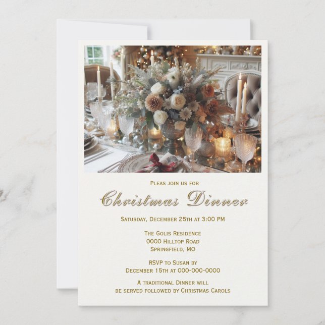 Invitación elegante para la cena de Navidad (Anverso)