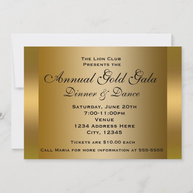 Invitación elegante para la cena del evento de la  (Anverso)