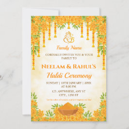 Invitación elegante para la ceremonia de Haldi