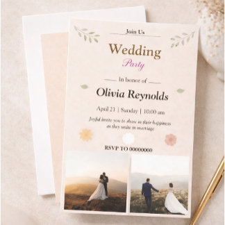 Invitación elegante para la fiesta de boda con fot