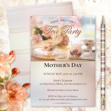 Invitación elegante para la fiesta de té del Día d