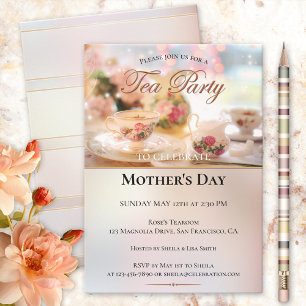 Invitación elegante para la fiesta de té del Día d