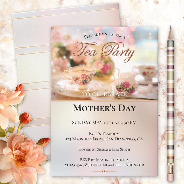 Invitación elegante para la fiesta de té del Día d (Subido por el creador)