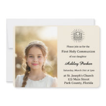 Invitación elegante para la primera comunión con f