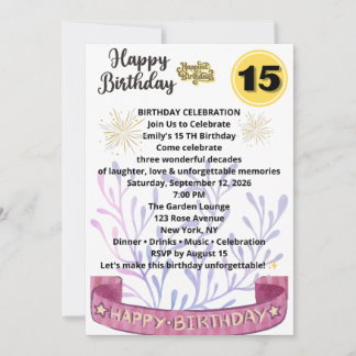 Invitación elegante para los 15 años – Floral Chic