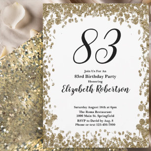 Invitación elegante para su 83 cumpleaños en oro p