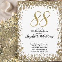 Invitación elegante para su 88 cumpleaños en oro p