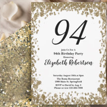 Invitación elegante para su 94 cumpleaños en oro p