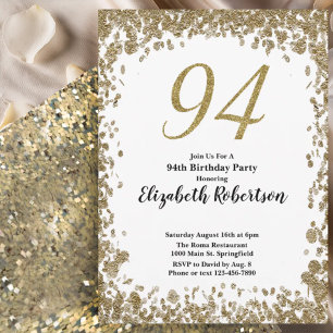 Invitación elegante para su 94 cumpleaños en oro p
