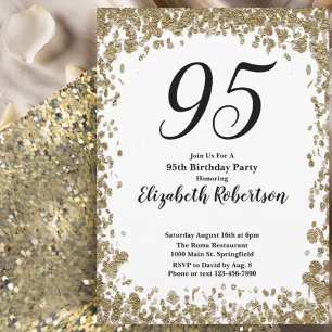 Invitación elegante para su 95 cumpleaños en oro p
