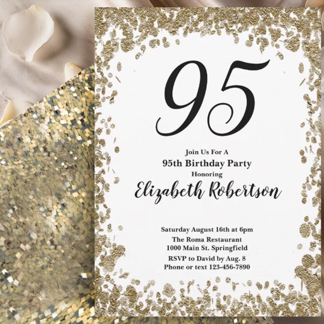 Invitación elegante para su 95 cumpleaños en oro p (Subido por el creador)