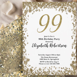 Invitación elegante para su 99 cumpleaños en oro p