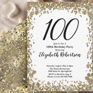 Invitación elegante para sus 100 años en oro para